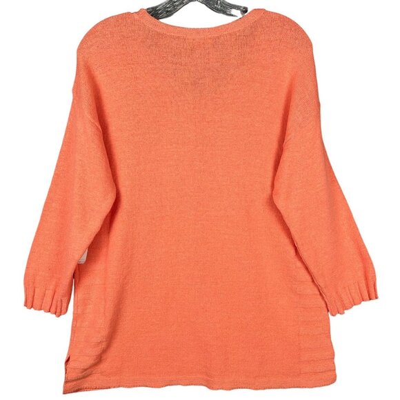 NEW Chico’s Coral Knit Sweater Size 1/M  Pullover 3/4 Sleeve Relaxed Fit Top - Picture 5 of 12